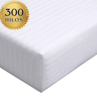 Sábana ajustable 300 hilos Hotelero algodon blanco
