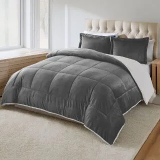 Edredón Ovejero Piel de Conejo Gris Oscuro