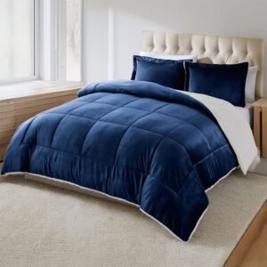 Edredón Ovejero Piel de Conejo Azul Oscuro