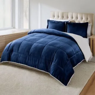 Edredón Ovejero Piel de Conejo Azul Oscuro