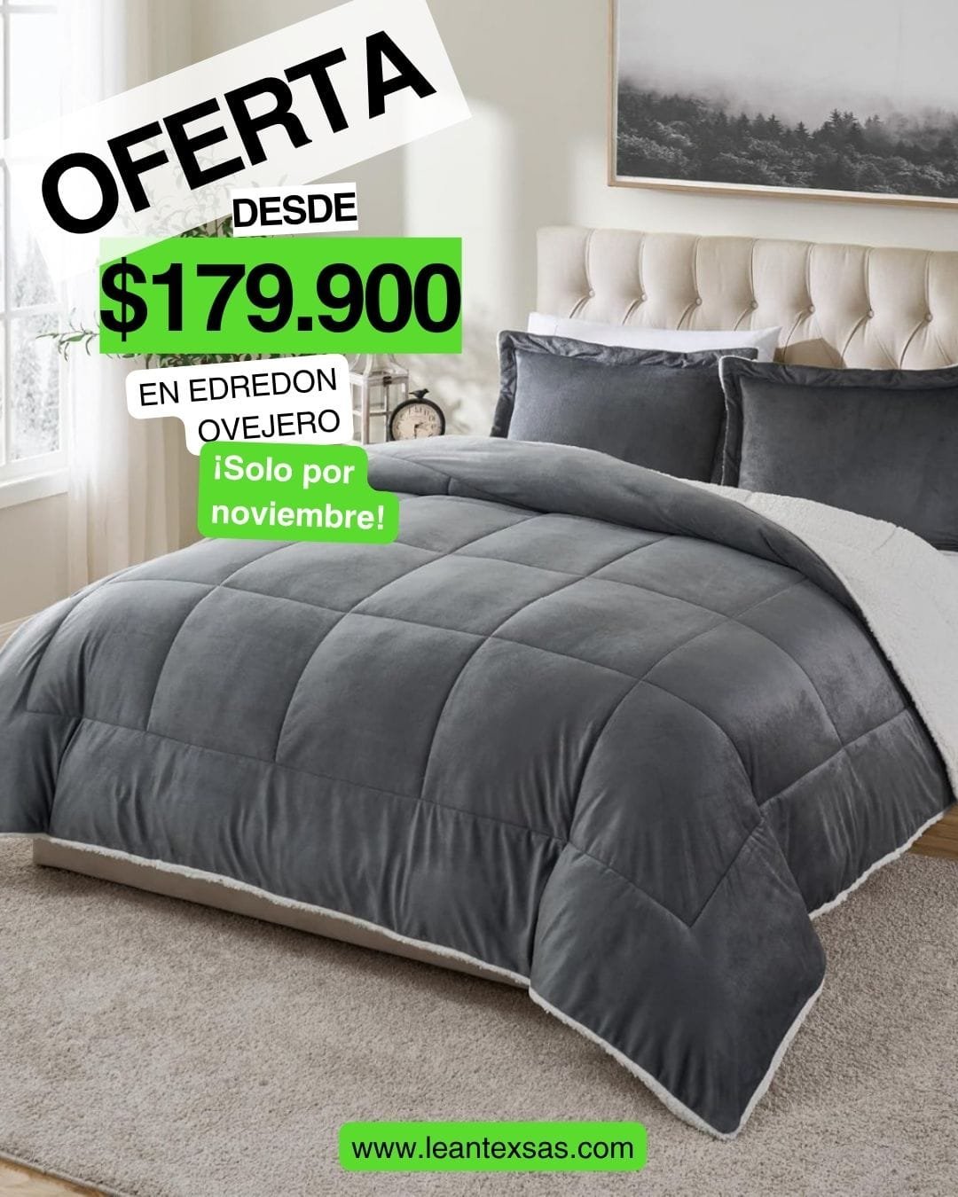 edredon ovejero sherpa gris