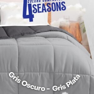 Colcha Comforter Doble Bicolor Gris Oscuro - Gris Plata