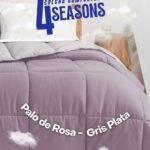 Colcha Comforter Doble Bicolor Palo de Rosa - Gris Plata