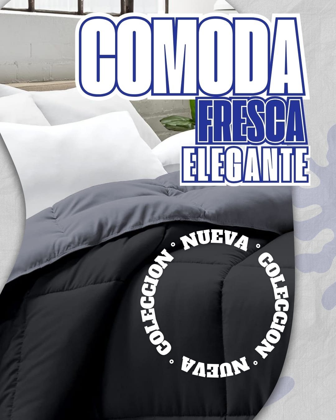 Colcha Comforter Doble Bicolor Negro - Gris Plata