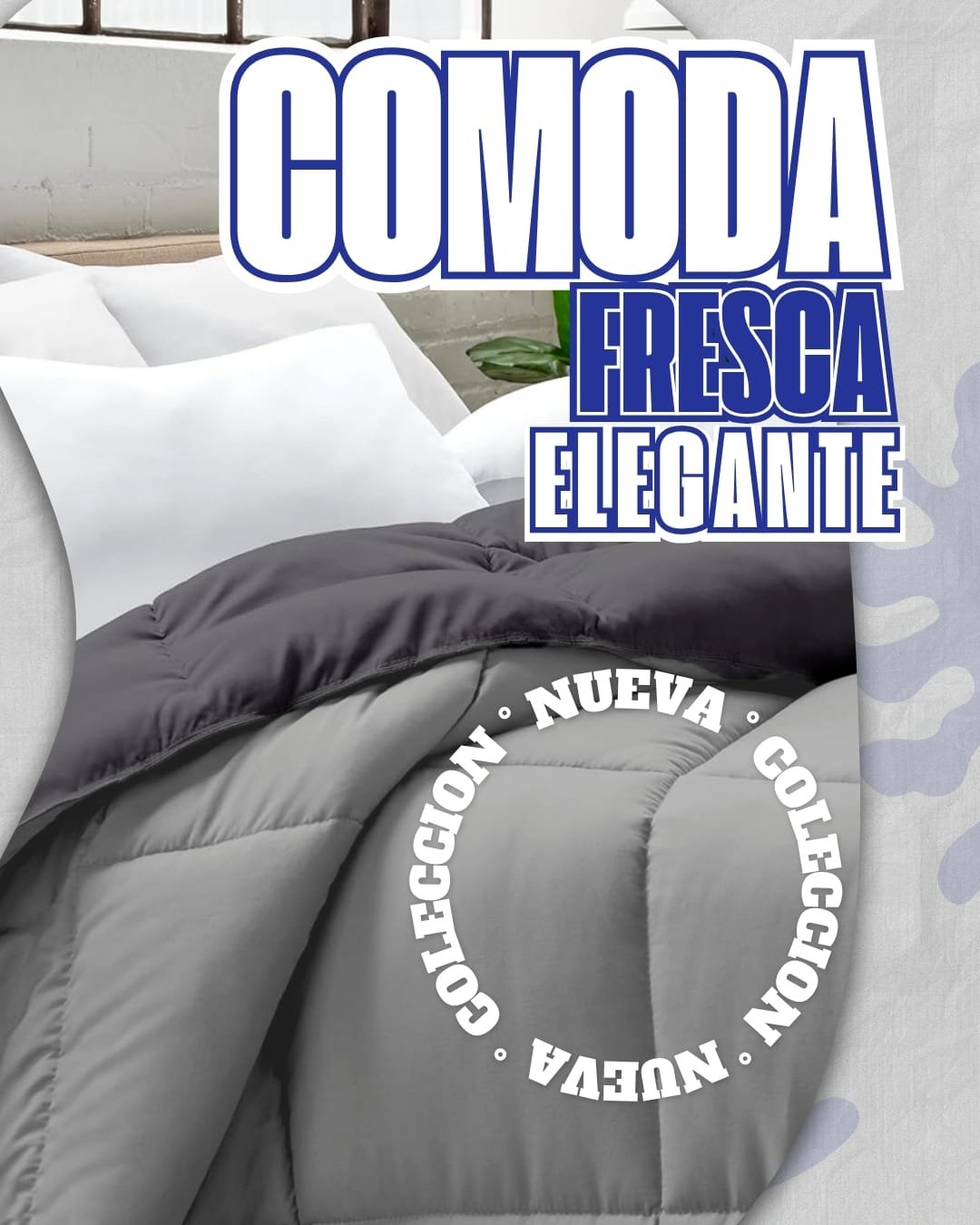 Colcha Comforter Doble Bicolor Gris Oscuro - Gris Plata