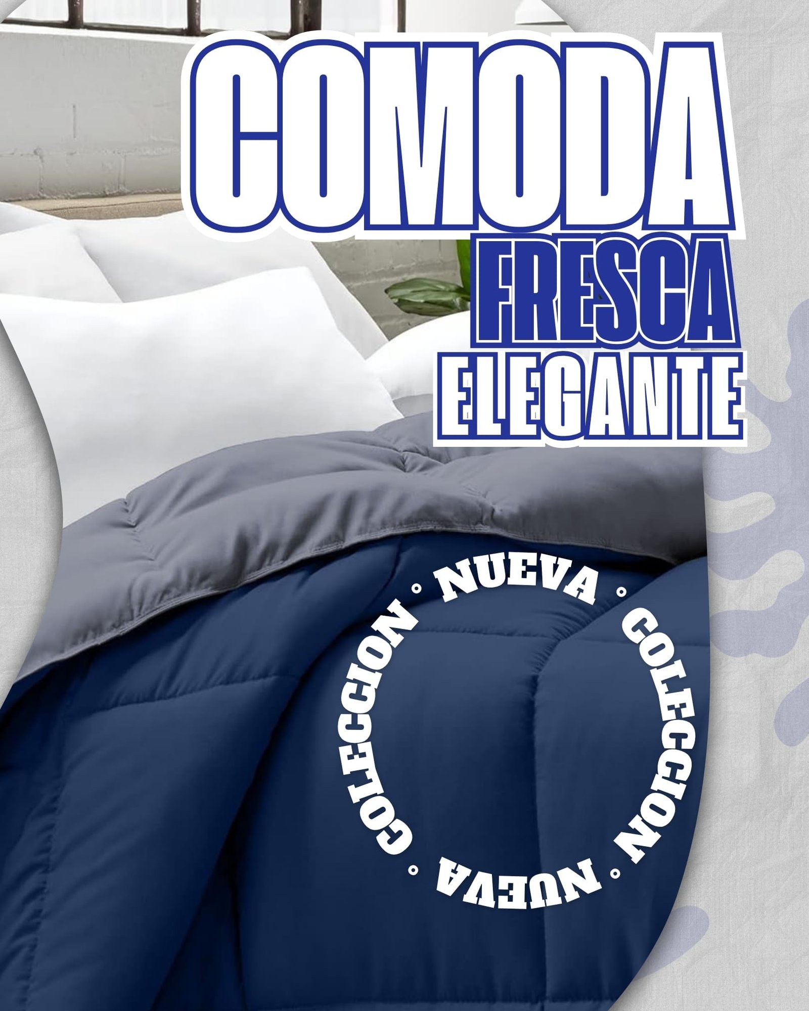 Colcha Comforter Doble Bicolor Gris Oscuro - Azul Oscuro