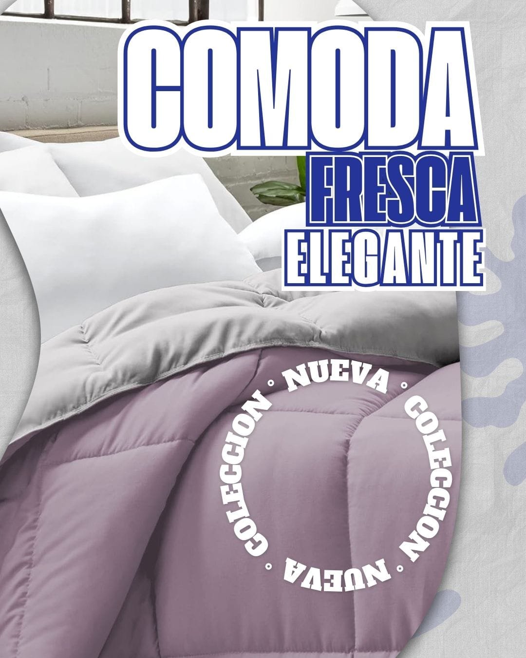 Colcha Comforter Doble Bicolor Palo de Rosa - Gris Plata