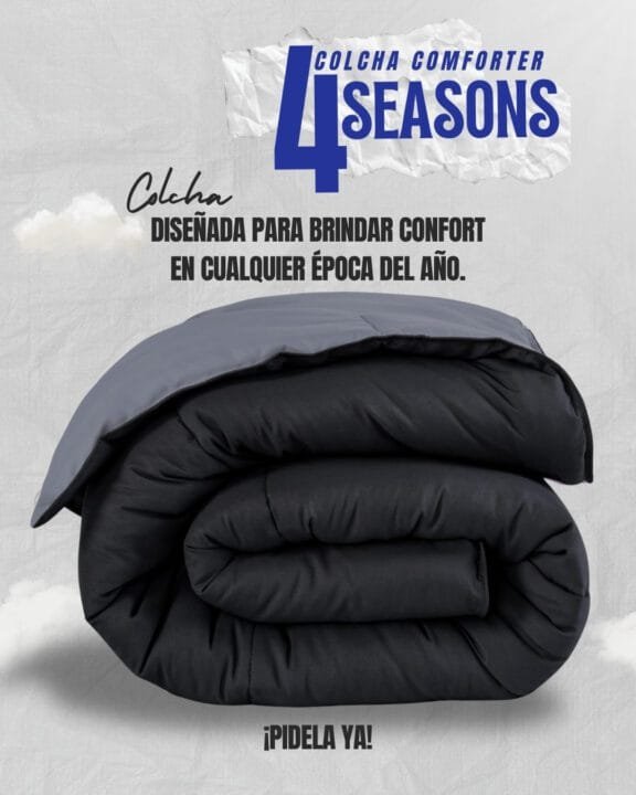 Colcha Comforter Doble Bicolor Negro - Gris Plata