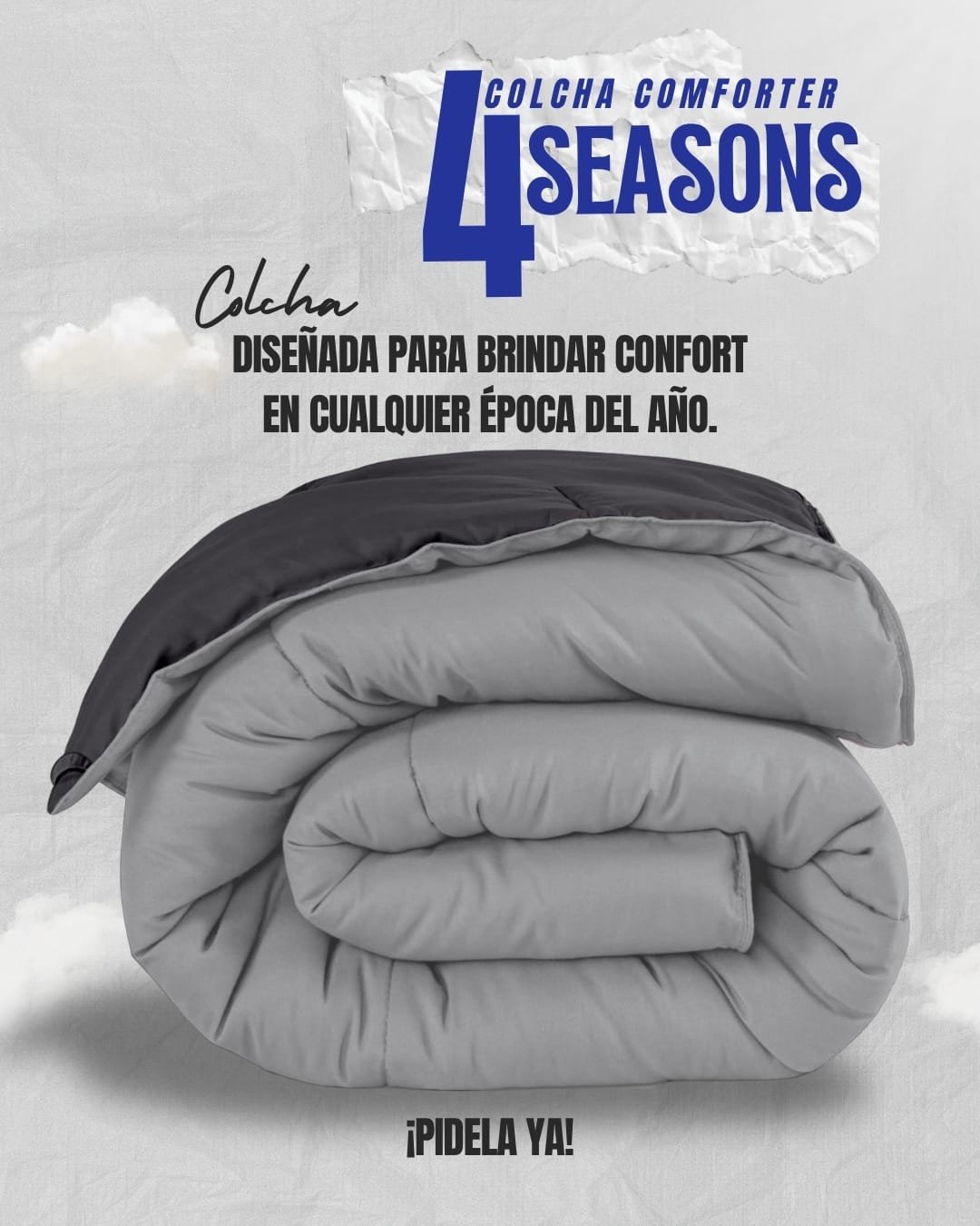 Colcha Comforter Doble Bicolor Gris Oscuro - Gris Plata