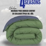 Colcha Comforter Doble Bicolor Gris Oscuro - Verde Pistacho