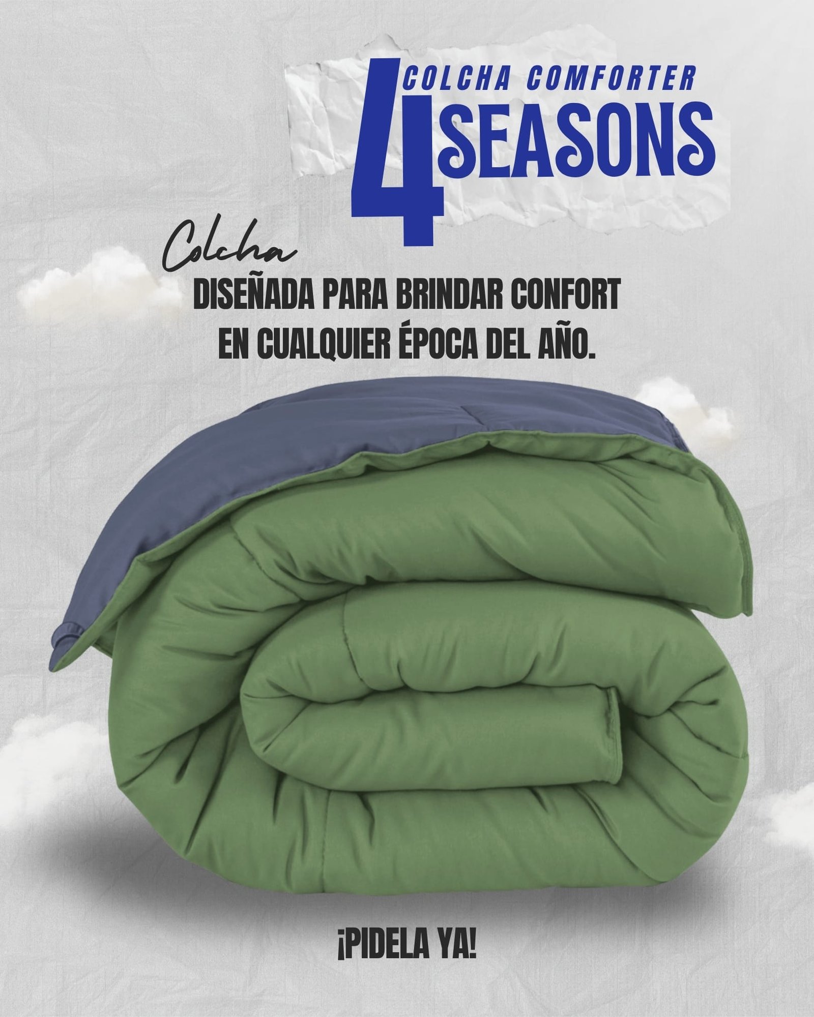 Colcha Comforter Doble Bicolor Gris Oscuro - Verde Pistacho