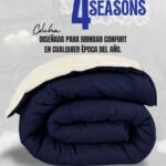 Colcha Comforter Doble Bicolor Beige - Azul Oscuro