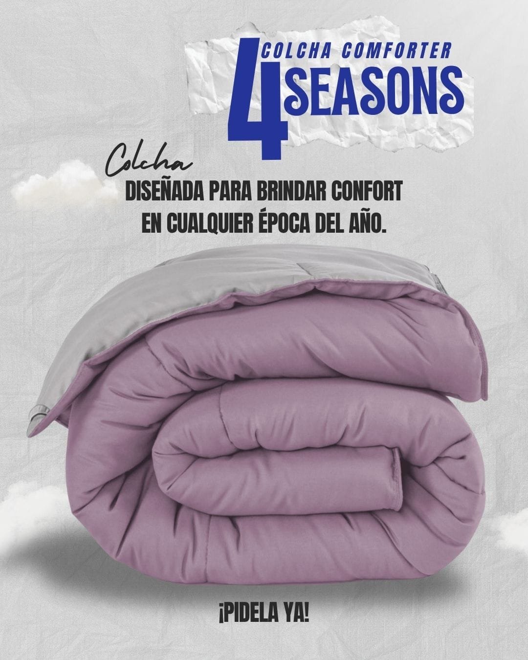 Colcha Comforter Doble Bicolor Palo de Rosa - Gris Plata