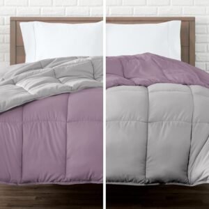 Colcha Comforter Doble Bicolor Palo de Rosa - Gris Plata