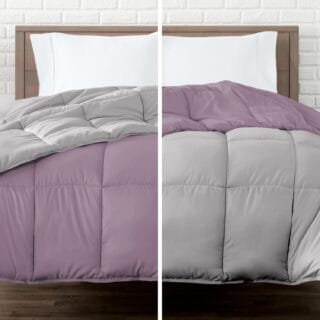 Colcha Comforter Doble Bicolor Palo de Rosa - Gris Plata