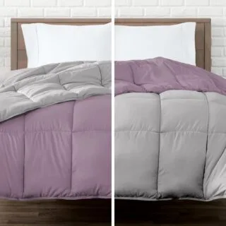 Colcha Comforter Doble Bicolor Palo de Rosa - Gris Plata