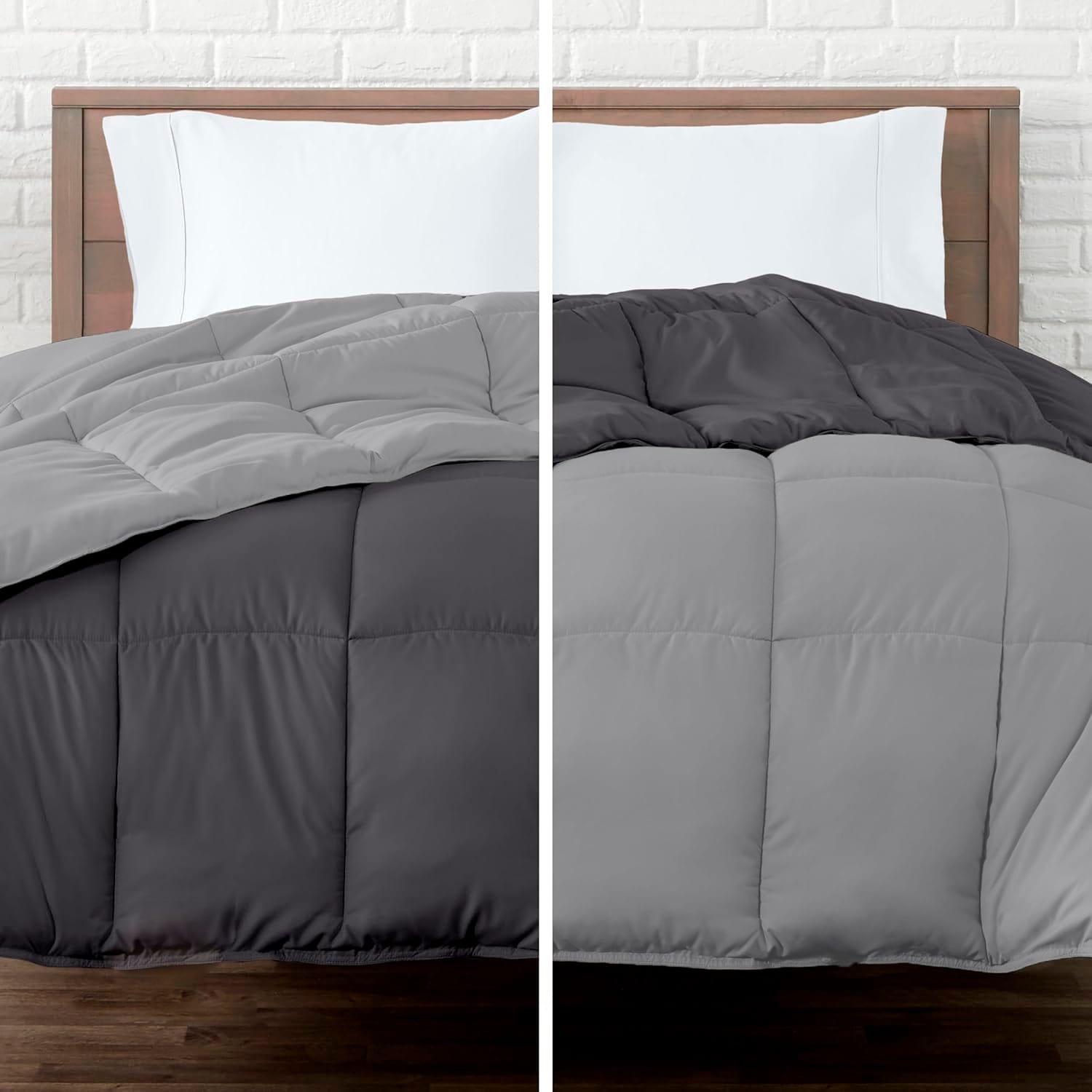 Colcha Comforter Doble Bicolor Gris Oscuro - Gris Plata