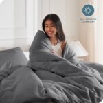 Combo Duvet más Plumón unicolor Liso Gris Oscuro