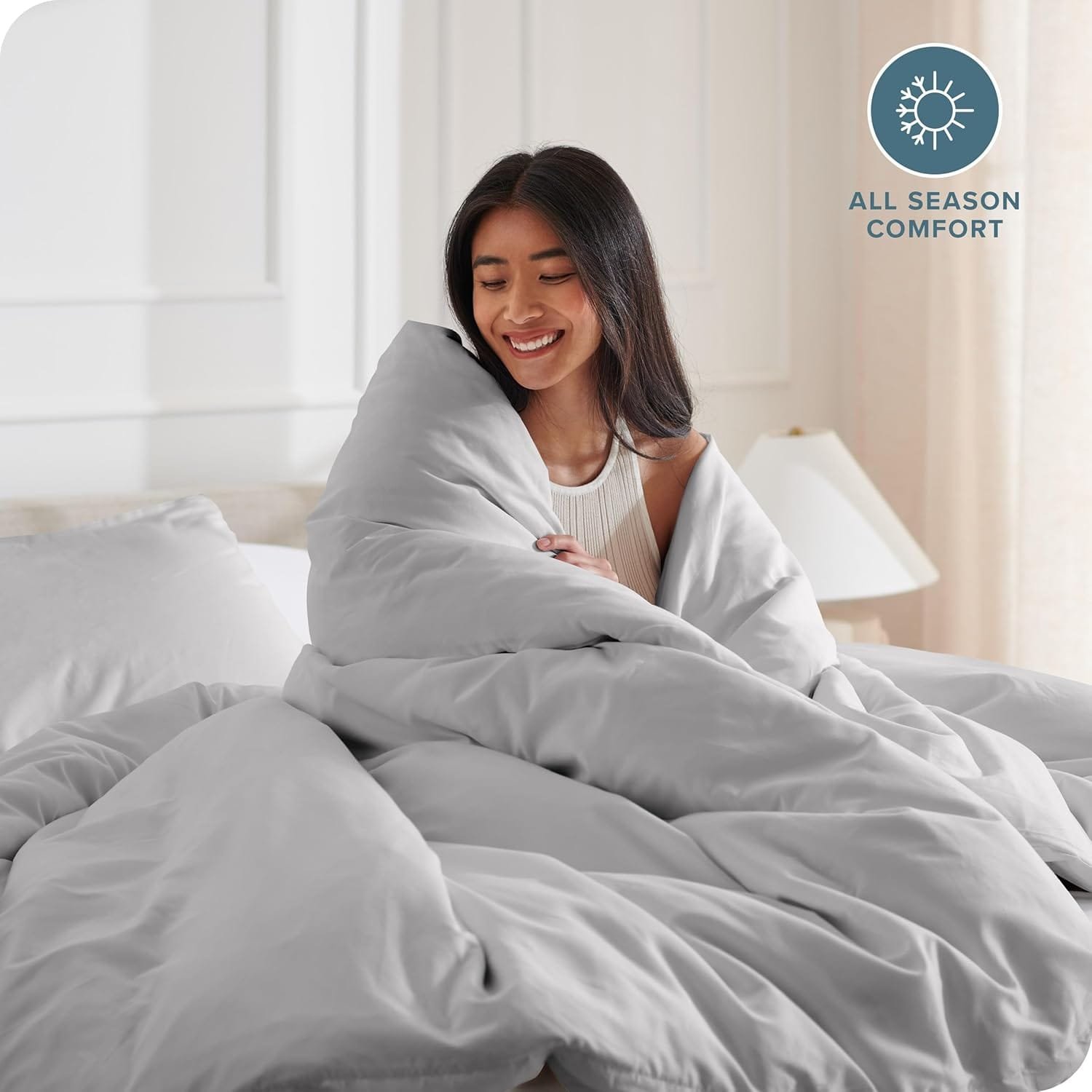 Combo Duvet más Plumón unicolor Liso Gris Plata