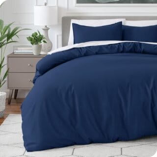 Combo Duvet más Plumón unicolor Liso Azul Oscuro