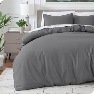 Combo Duvet más Plumón unicolor Liso Gris Oscuro