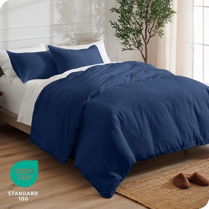 Combo Duvet más Plumón unicolor Liso Azul Oscuro