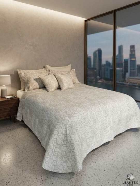 Colcha Matelassé Abstracto Beige Doble Faz