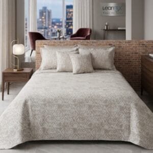 Colcha Matelassé Abstracto Beige Doble Faz