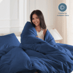 Combo Duvet más Plumón unicolor Liso Azul Oscuro