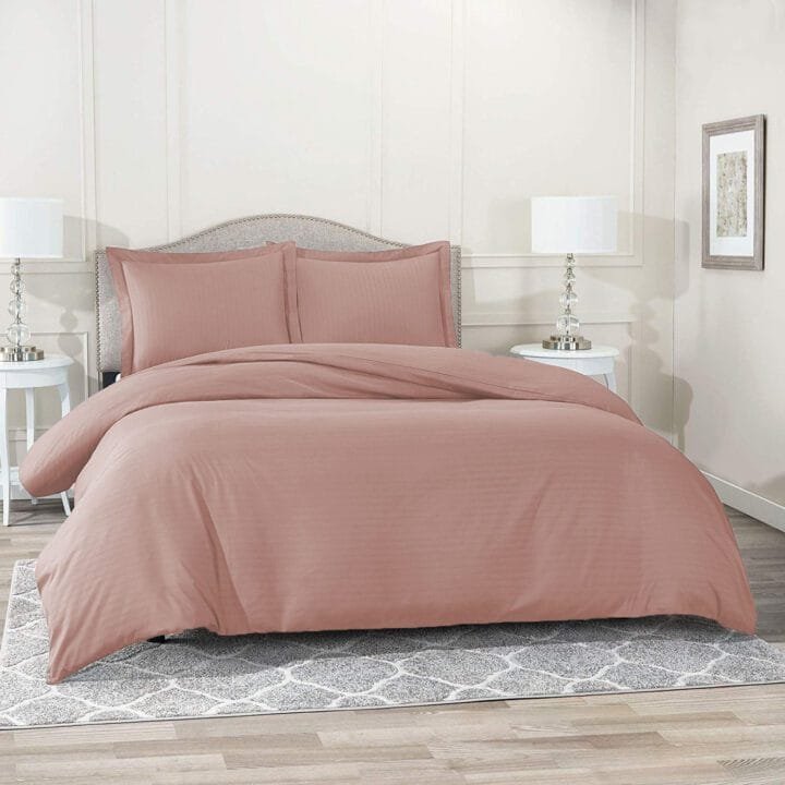 Combo Duvet más Plumón unicolor Rayas Palo De Rosa