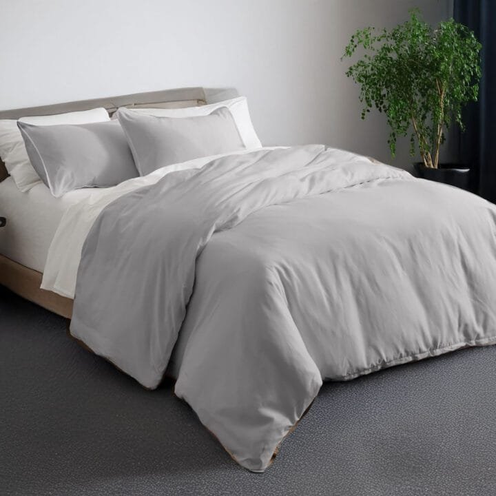 Combo Duvet más Plumón unicolor Liso Gris Plata